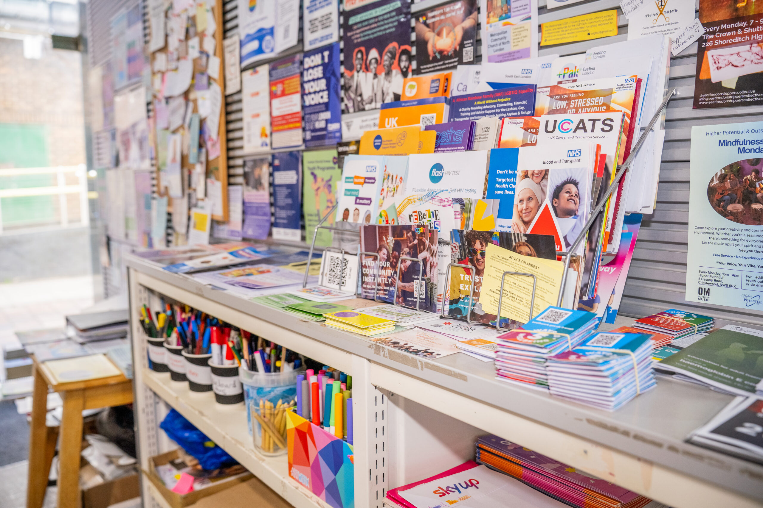 Flyers and leaflets of support services.